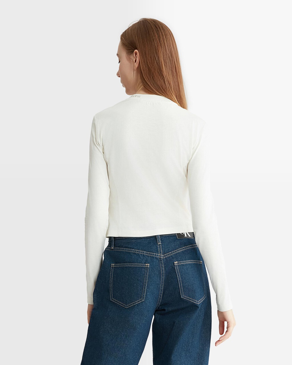 Logo Tape Long Sleeve Tee, Ivory, hi-res