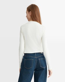 Logo Tape Long Sleeve Tee, Ivory, hi-res