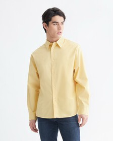 Standards Oversized Cotton Button-Down Shirt, Straw, hi-res