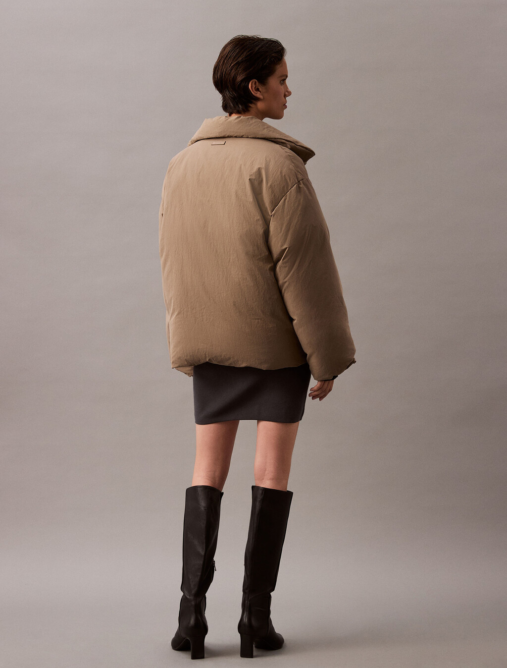 Heavyweight Cropped Puffer Coat, Brindle, hi-res