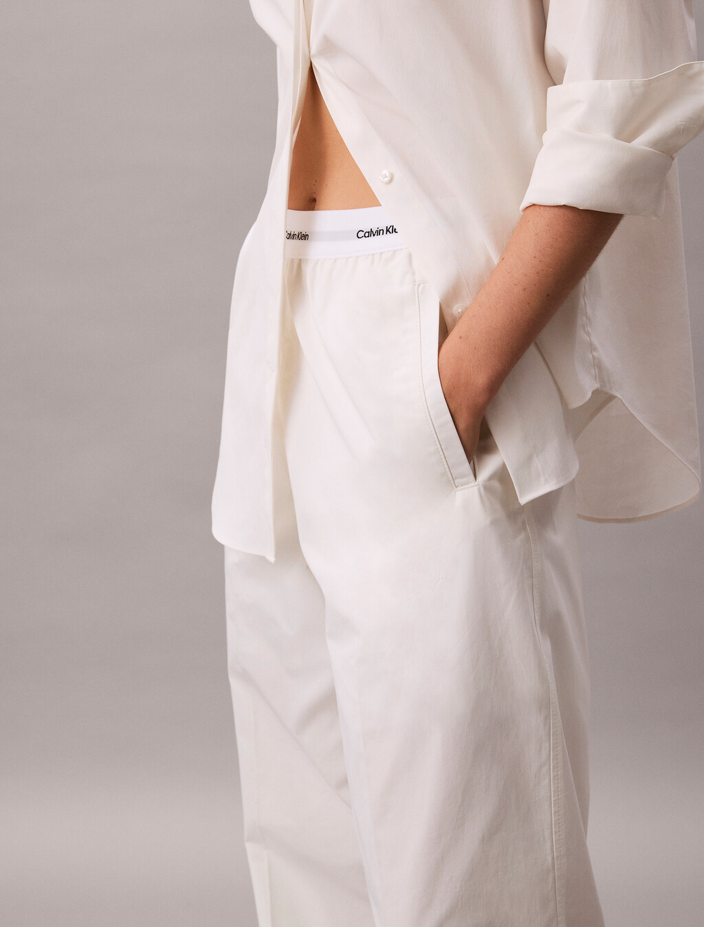 Cotton Relaxed Pants, Blanc De Blanc, hi-res
