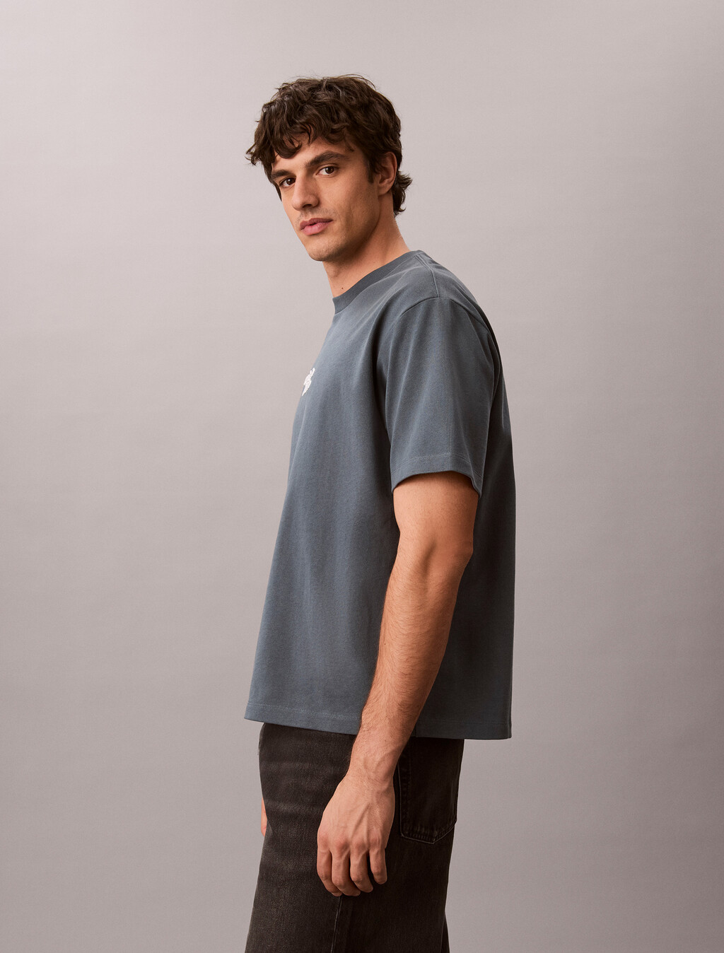 Relaxed High Pile Logo Tee, Dark Slate, hi-res