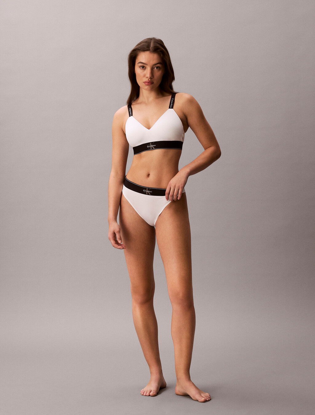 Lightly Lined Bralette - Graphic Monogram Microfibre Stretch, White, hi-res