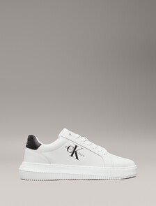 Leather Trainers, White/Black, hi-res