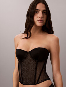 Bustier Top - Emblem Mesh, Black, hi-res