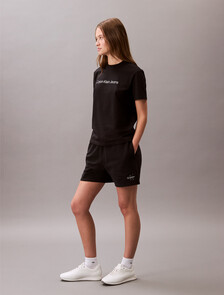 Relaxed Cotton Terry Jogger Shorts, Black, hi-res
