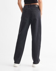 Sustainable 90s Straight Jeans, Washed Black Pleated, hi-res