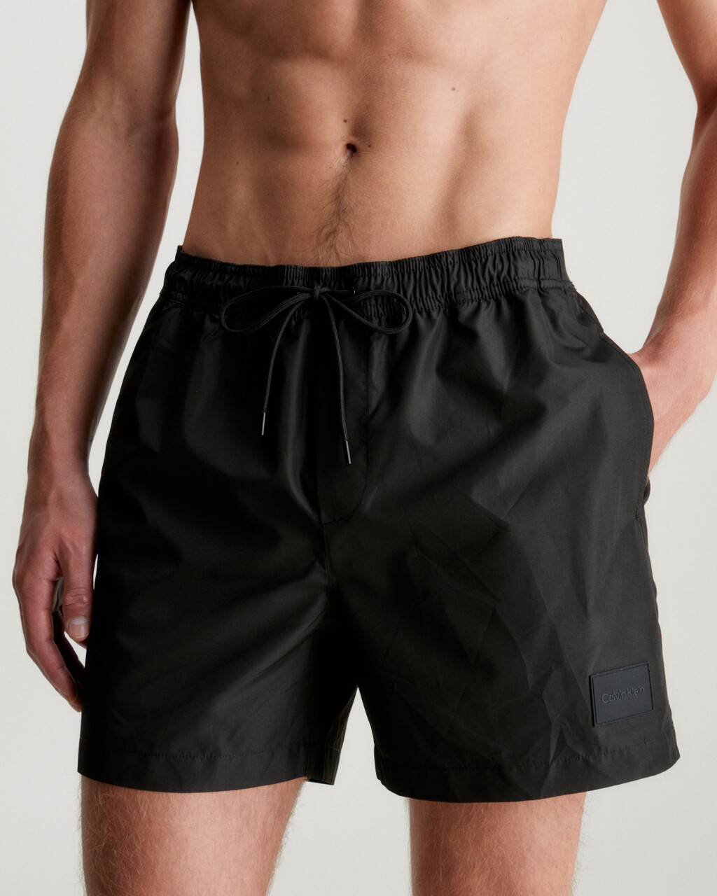 Steel Medium Drawstring Swim Shorts, Pvh Black, hi-res