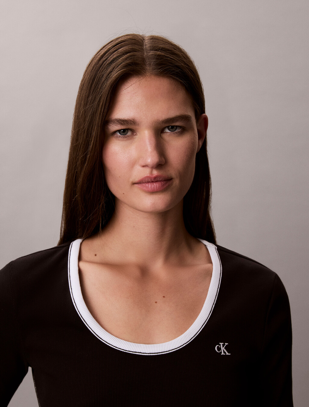 Slim Ribbed Open Back T-shirt, Black, hi-res