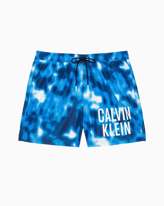 Blurred Camouflage Print Medium Drawstring Swim Shorts