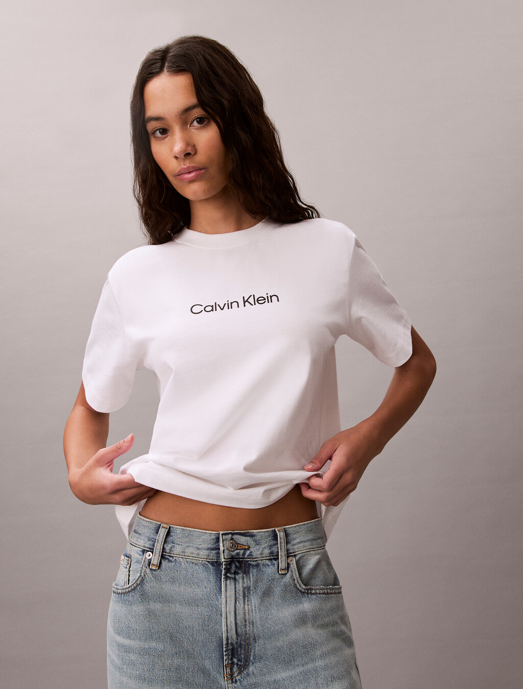 Relaxed Standard Logo Crewneck Tee, Bright White, hi-res