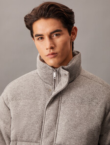 Stand Collar Down Jacket, Grey Heather, hi-res