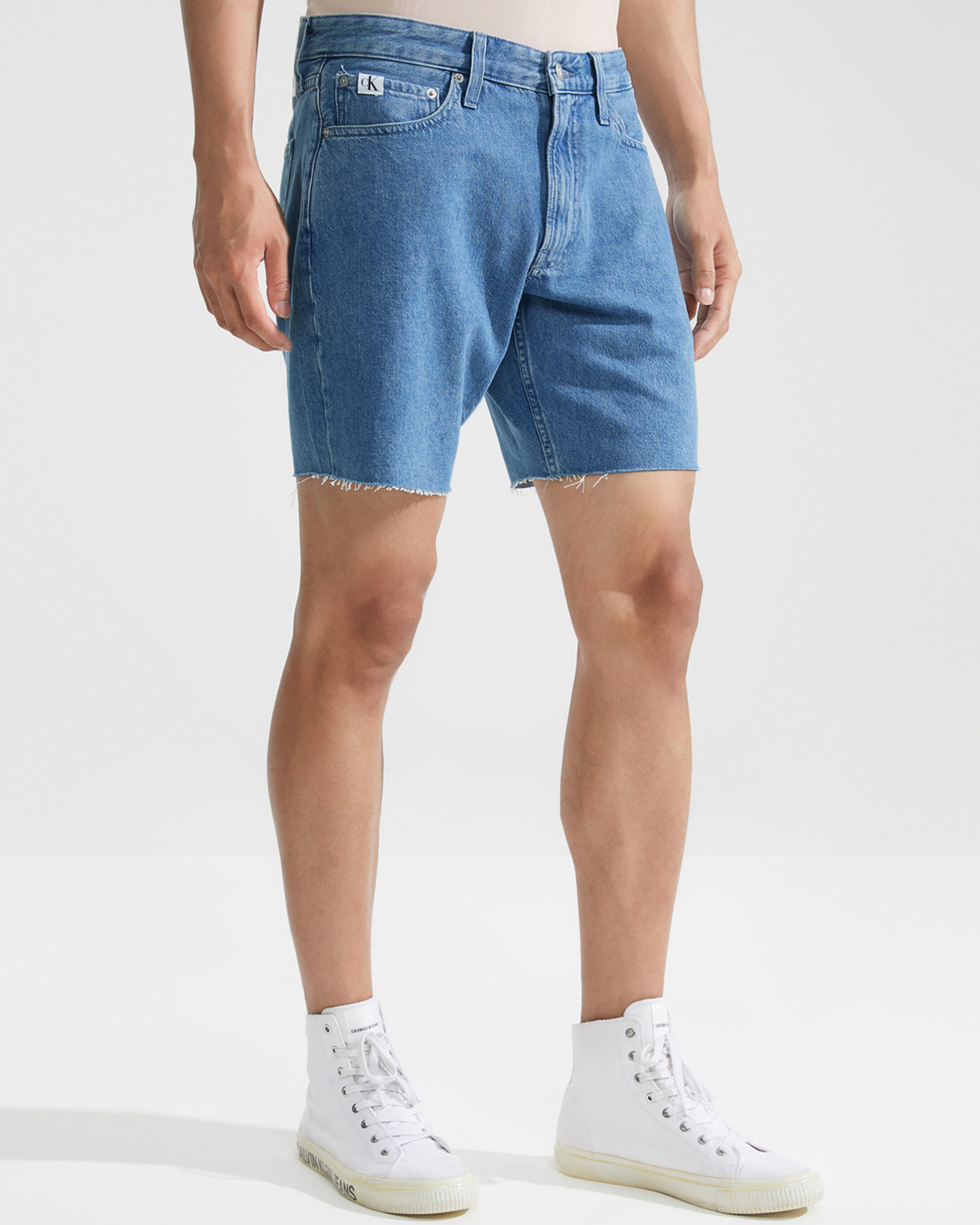 White and blue denim sale shorts
