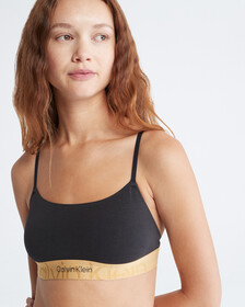 EMBOSSED ICON HOLIDAY COTTON LIGHTLY LINED BRALETTE, Black, hi-res