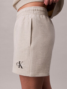 Relaxed Cotton Terry Jogger Shorts, Vanilla Heather, hi-res