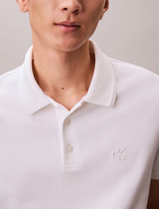 Luxe Tipped Slim Polo, Bright White, hi-res