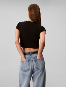 Rib Knit Baby Tee, Black, hi-res