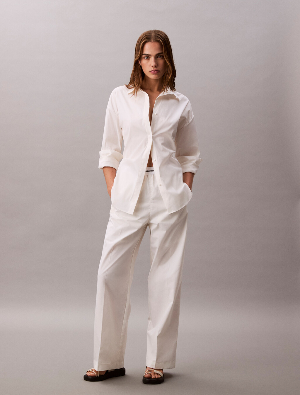 Cotton Relaxed Pants, Blanc De Blanc, hi-res
