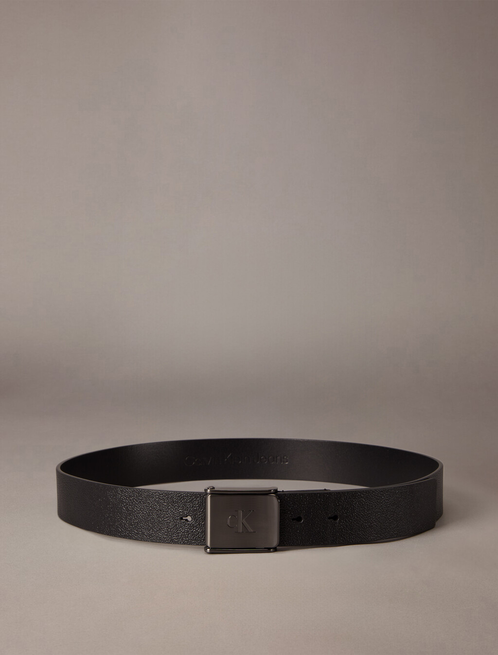 Clamp Plaque Buckle Belt, Black, hi-res