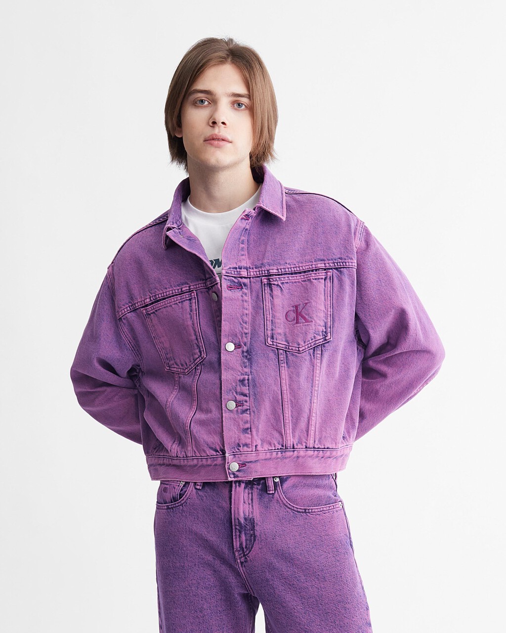 Unisex Boxy Denim Jacket, purple