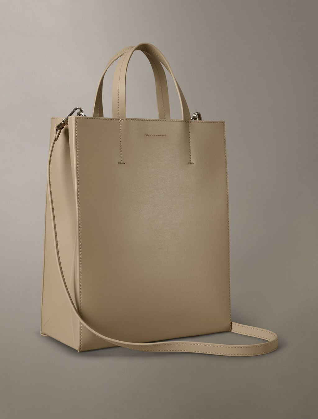 CK Paper Bag Leather Mini Tote, Crockery, hi-res