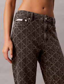 90s Straight Black Emblem Jacquard Jeans, BLACK EMBLEM, hi-res