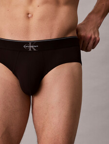 Graphic Monogram Microfiber Stretch Hip Brief, Black, hi-res
