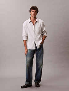 Melange Flannel Easy Button-Down Shirt, Harbor Mist, hi-res