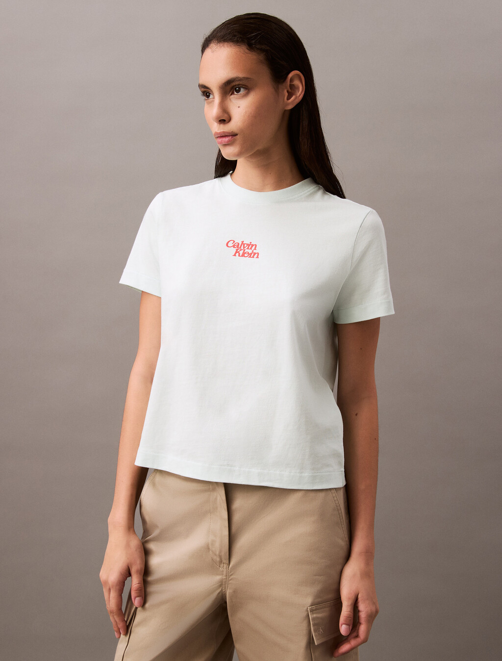 Flocked Logo Crewneck Tee, Mint Julep, hi-res
