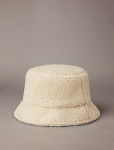 Small Monogram Fleece Bucket Hat, BIRCH SHERPA, hi-res