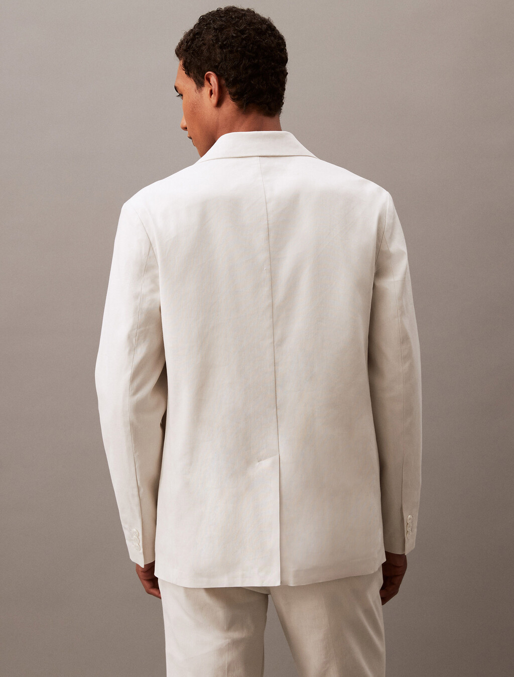 Linen Blend Blazer, White Onyx, hi-res