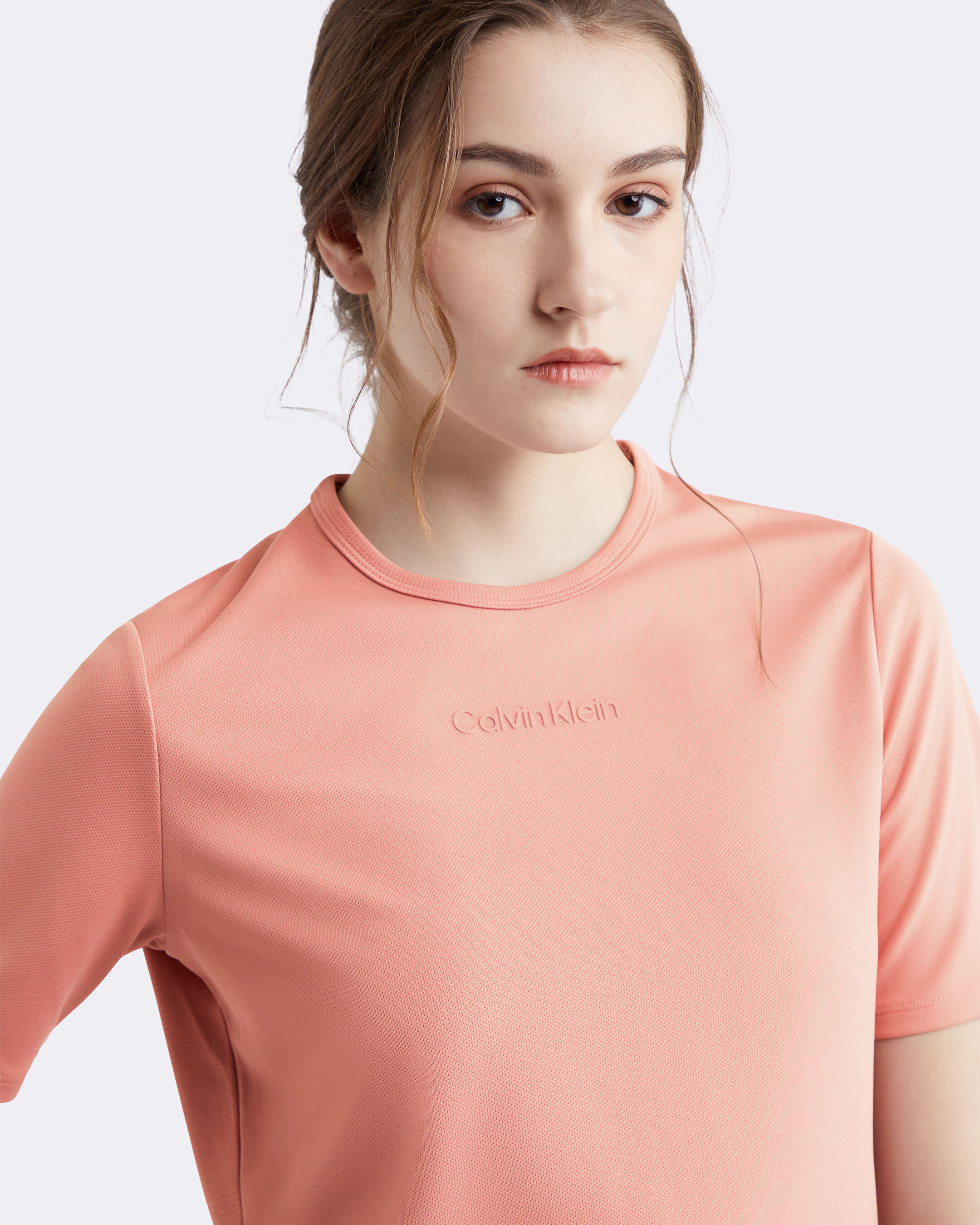 Calvin klein women's pink t deals shirt