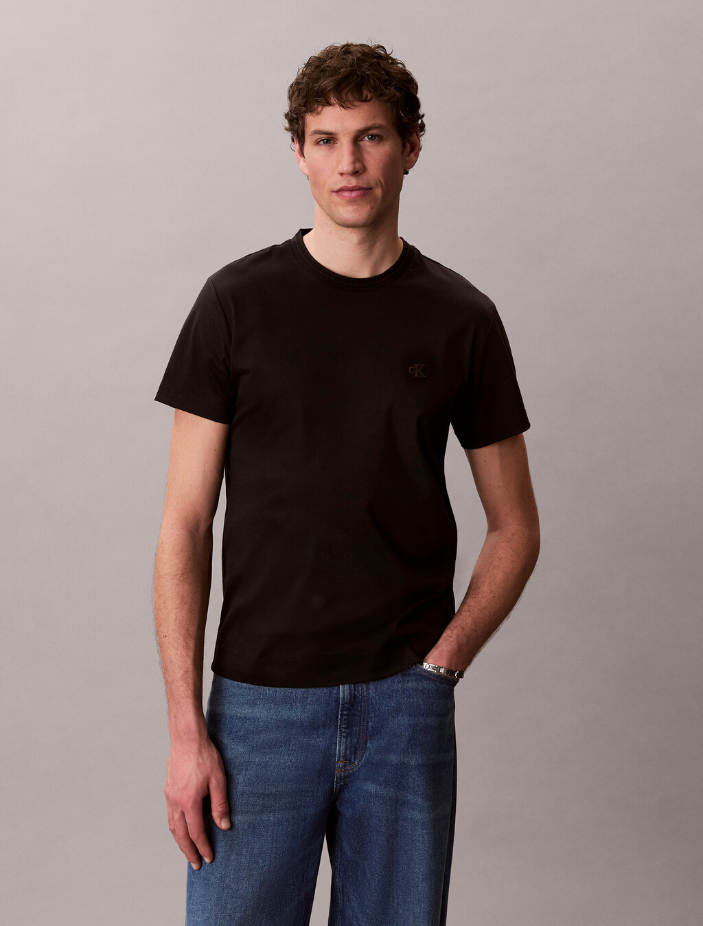 Premium Double Knit Supima Cotton Crewneck Tee, Black, hi-res
