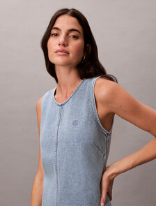 Denim Shift Dress, COASTAL LIGHT, hi-res