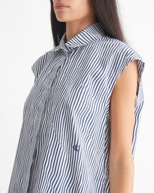 CK KHAKIS STRIPE SLEEVELESS SHIRT, Crayon Blue, hi-res