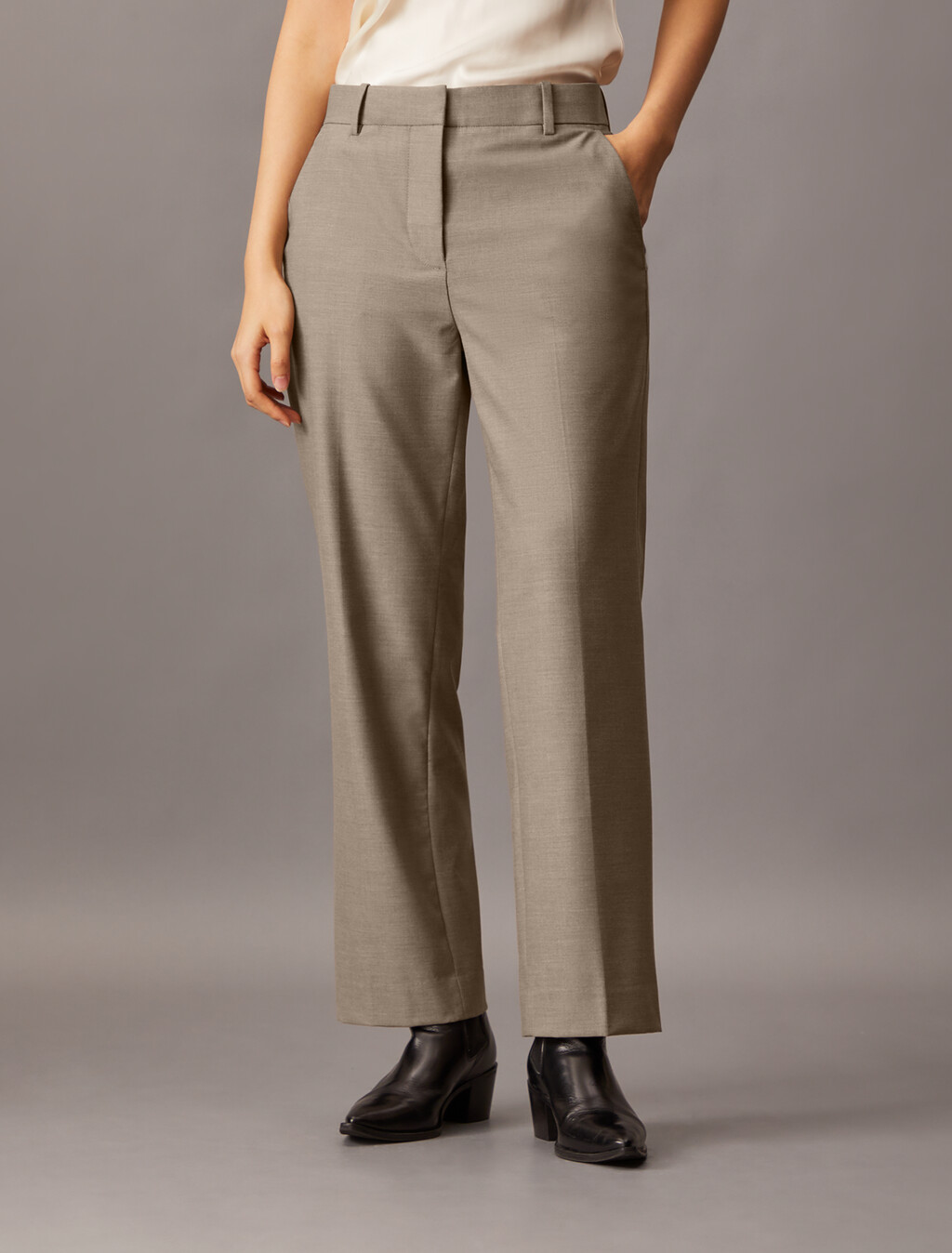 Refined Stretch Trousers, Driftwood Melange, hi-res