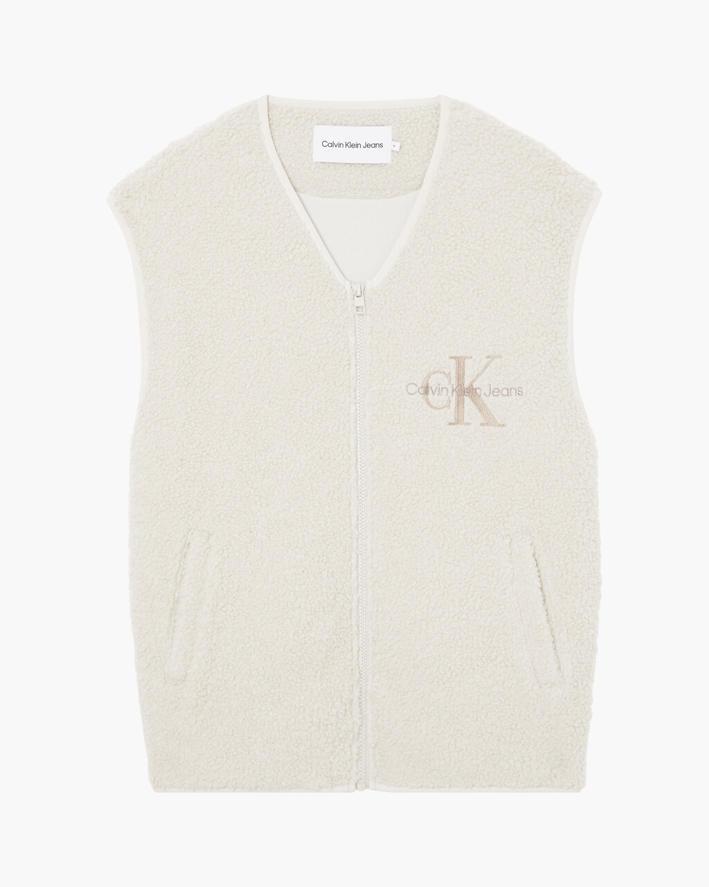GENDERLESS MONOGRAM FLEECE VEST, Eggshell, hi-res