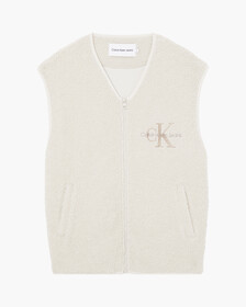 GENDERLESS MONOGRAM FLEECE VEST, Eggshell, hi-res