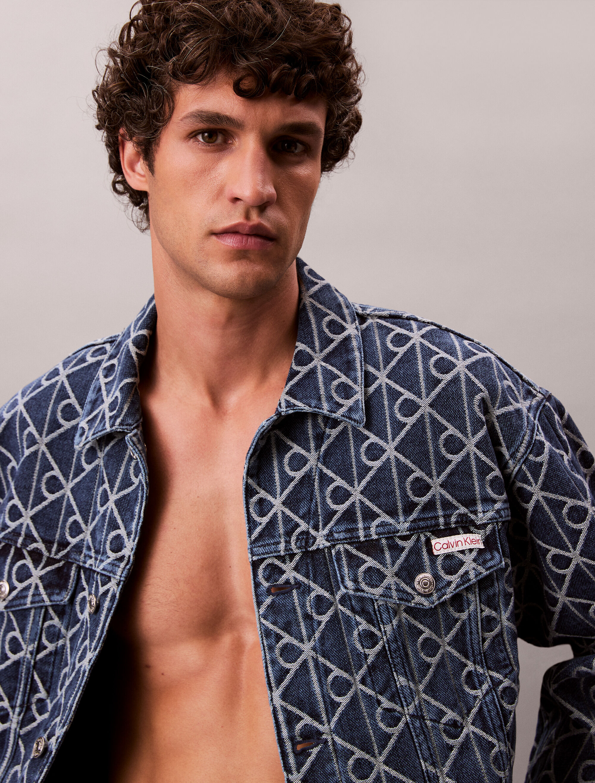 Allover Logo 90's Denim Jacket | blue | Calvin Klein Singapore