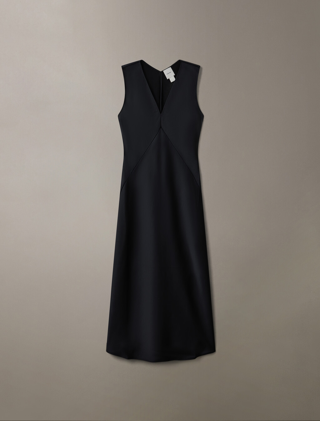 Essentials Satin Sleeveless V Neck Dress, Black Beauty, hi-res