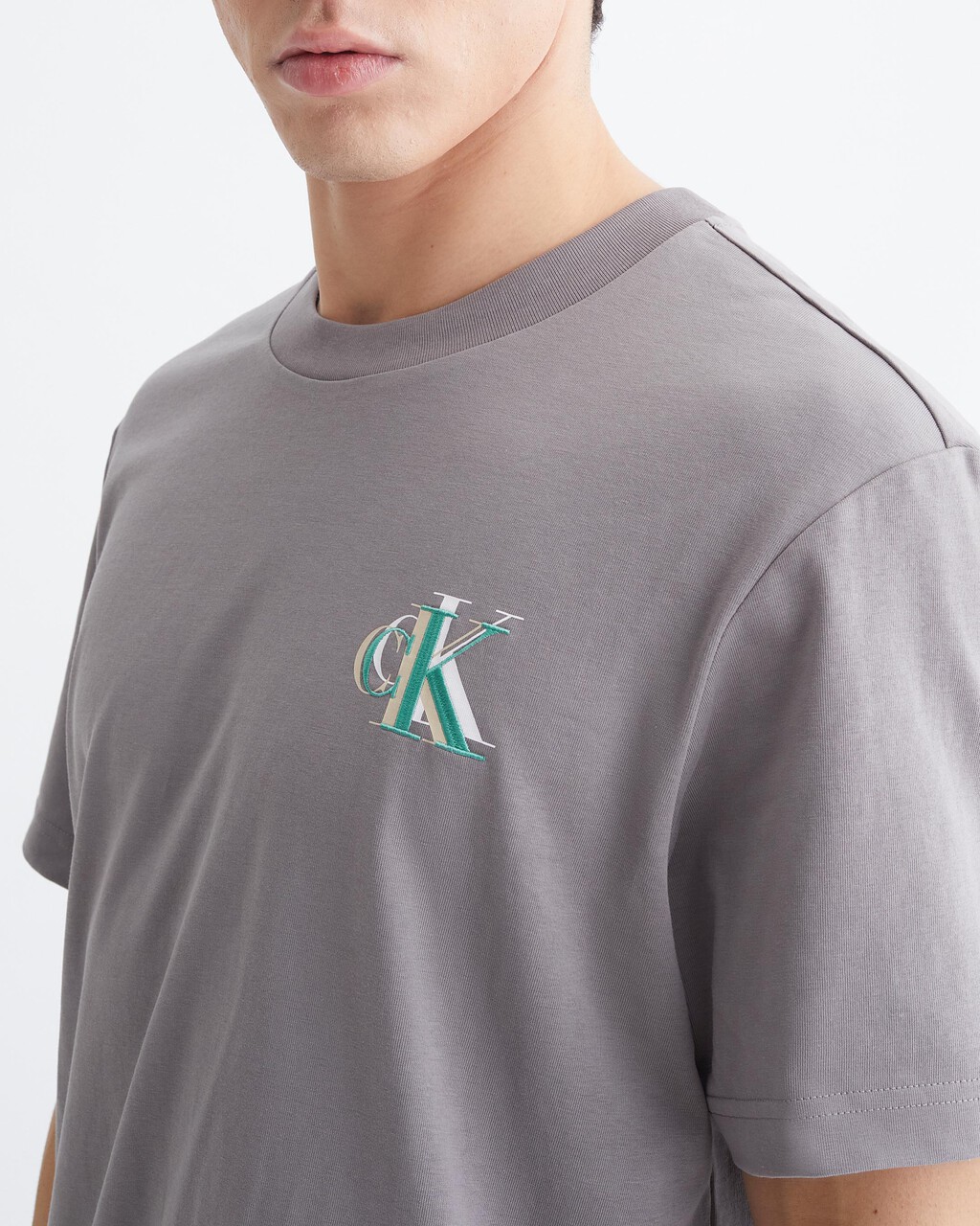 STACKED MONOGRAM TEE, Storm Front, hi-res