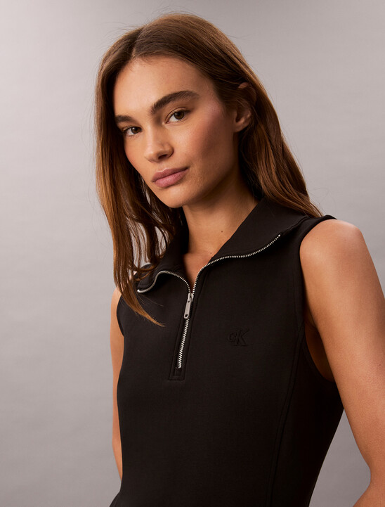 Scuba Fit And Flare Half Zip Dress