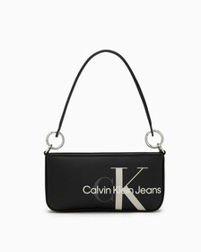 SCULPTED MONOGRAM SHOULDER BAG, BLACK, hi-res
