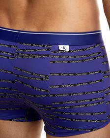 CK ONE PRINT MICRO LOW RISE TRUNKS, Staggered Stripes Logo Print+Clematis, hi-res