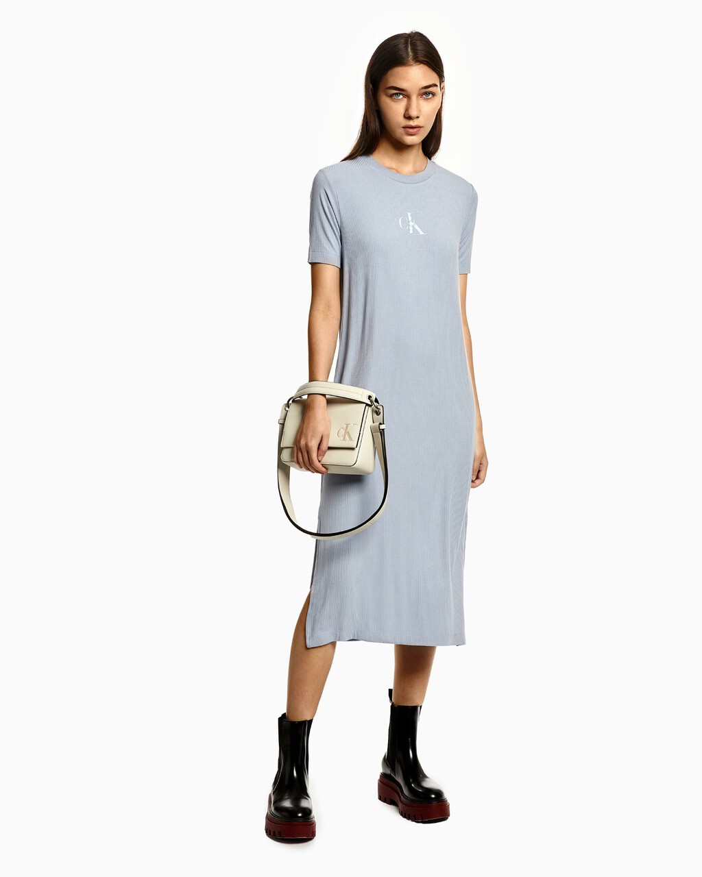 Monogram Dress, Silver Sky, hi-res