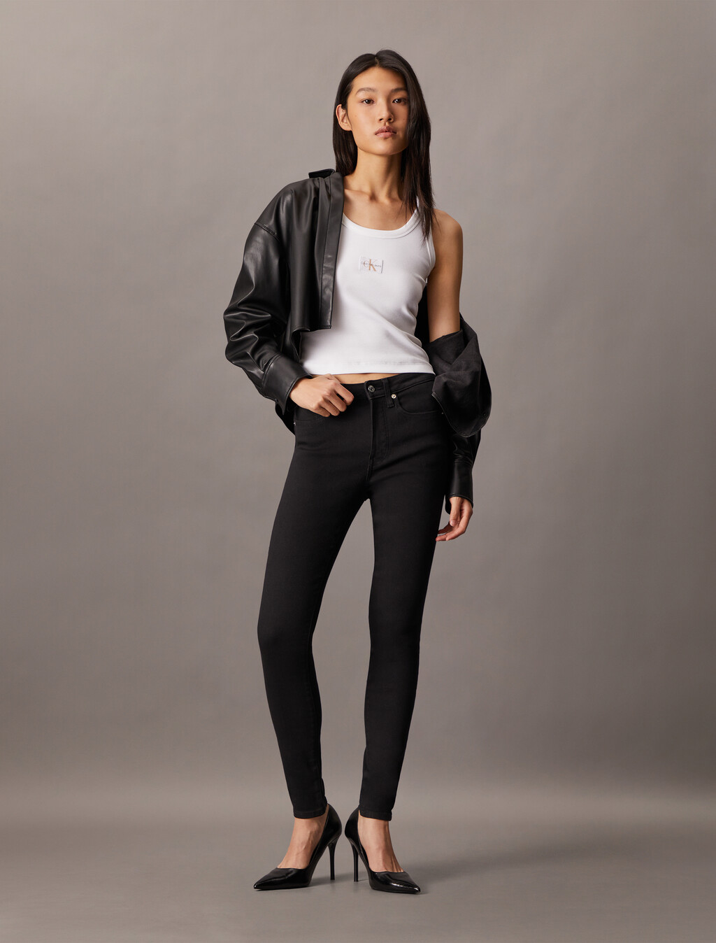 37.5 Mid Rise Black Skinny Jeans, CK CLASSIC BLACK, hi-res
