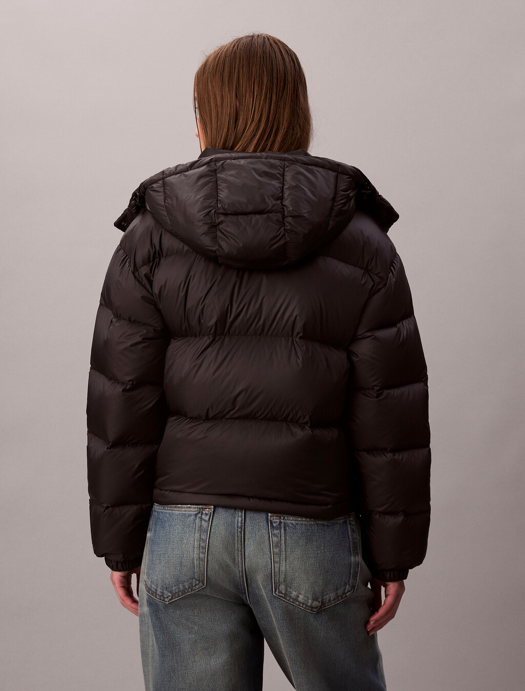 Short Down Puffer Jacket, Black, hi-res