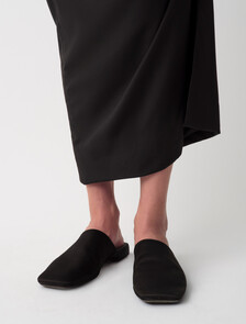 Hugh Silk Satin Slipper, Black, hi-res