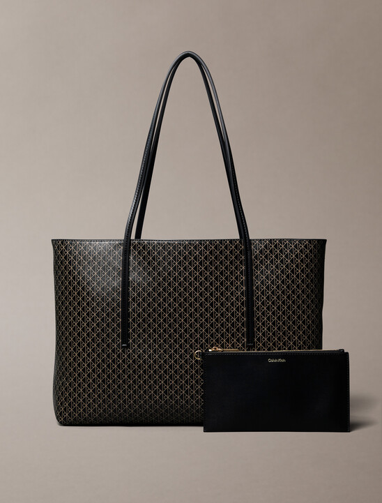 Allover Monogram Logo Tote Bag with Pouch