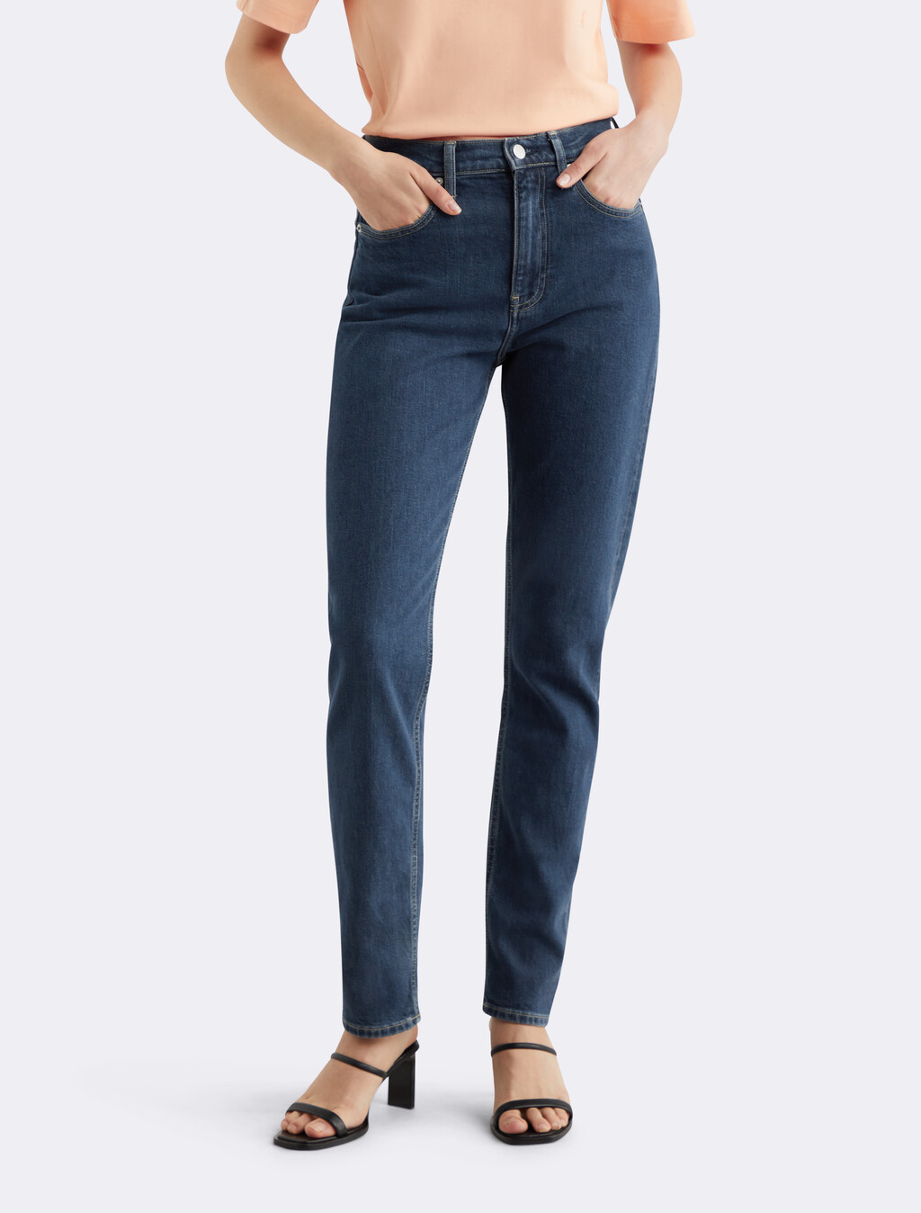 Authentic Slim Straight Jeans, Denim Dark, hi-res